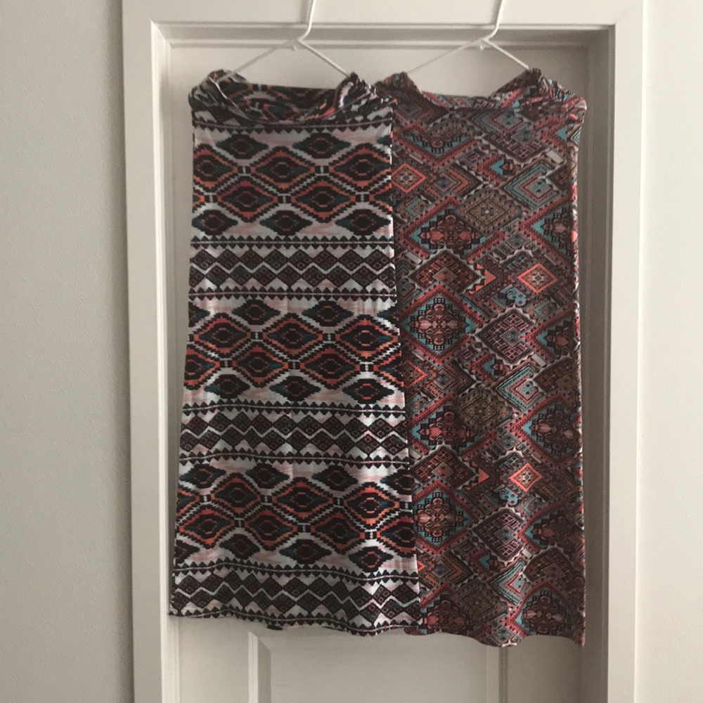 2fer tribal print maxi skirts